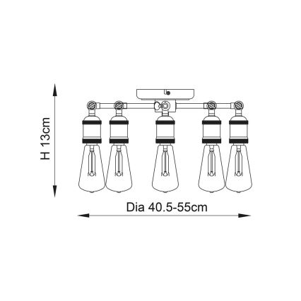 Endon 76336 - HAL loftspot 5xE27/40W/230V mat krom/kobberfarvet
