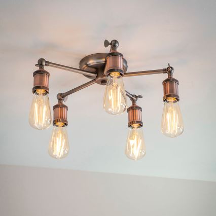 Endon 76336 - Spotlampe HAL 5xE27/10W/230V bronze/kobber
