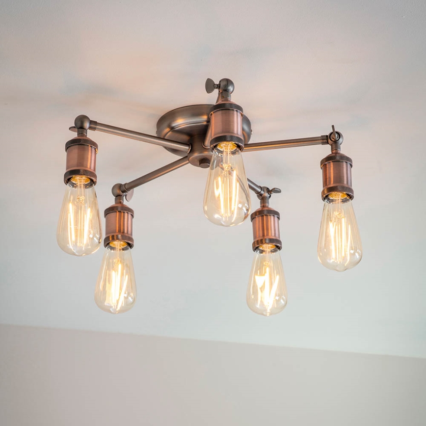 Endon 76336 - Spotlampe HAL 5xE27/10W/230V bronze/kobber