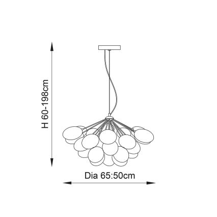 Endon 76450 - INFINITY pendel med wireophæng 6xG9/28W/230V, farverig