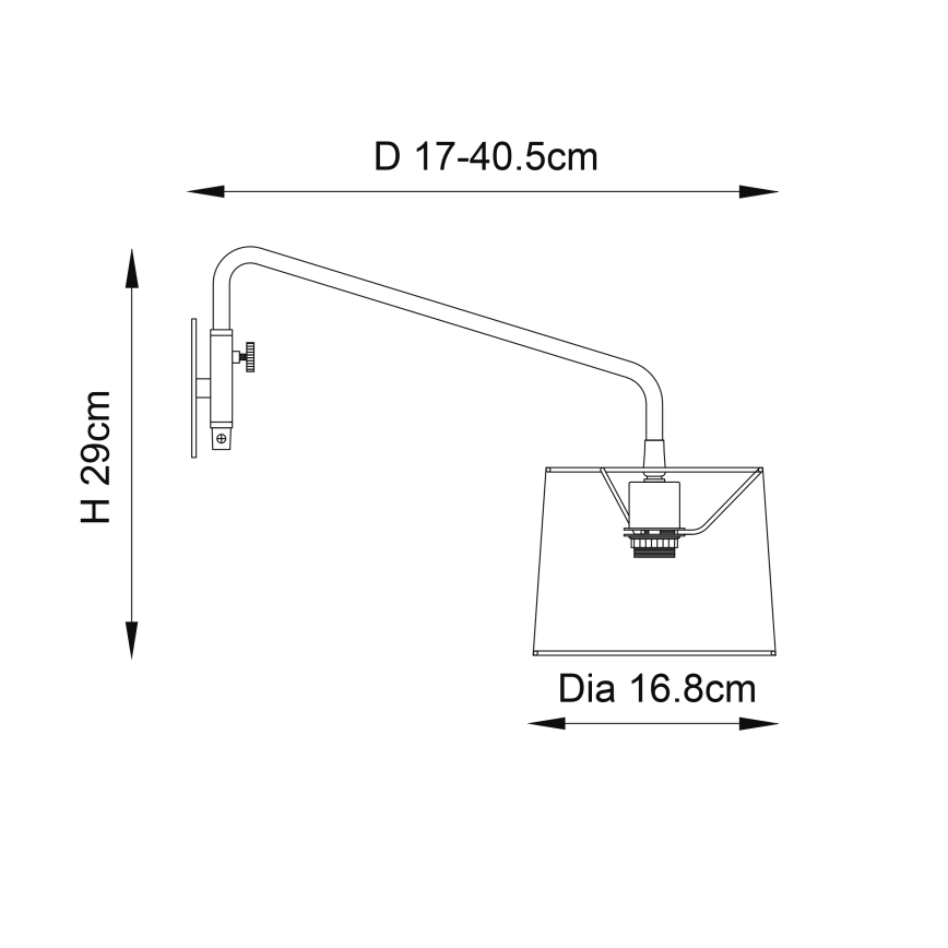 Endon 79500 - Væglampe CARLSON 1x E14/40W/230V grå/sort