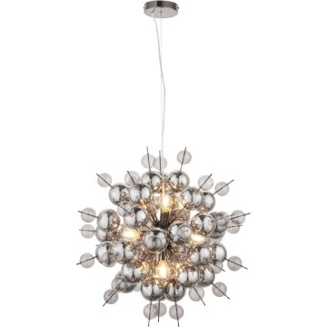 Endon 81583 - Pendel på kabel JOULES 9xE14/7W/230V blank krom/røget glas