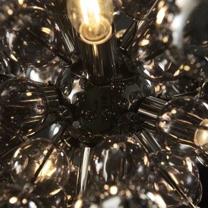 Endon 81583 - Pendel på kabel JOULES 9xE14/7W/230V blank krom/røget glas