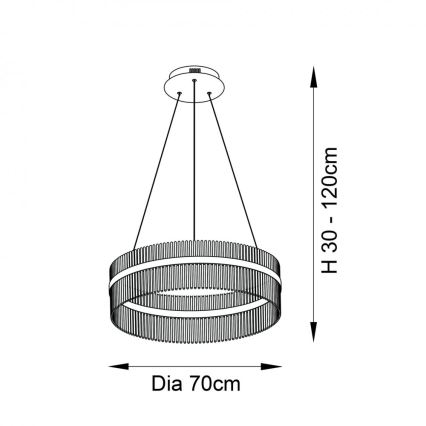 Endon 81908 - LED dæmpbar loftlampe på kabel ADRIEL LED/58W/230V 3000K Ø 70 cm guld/klar