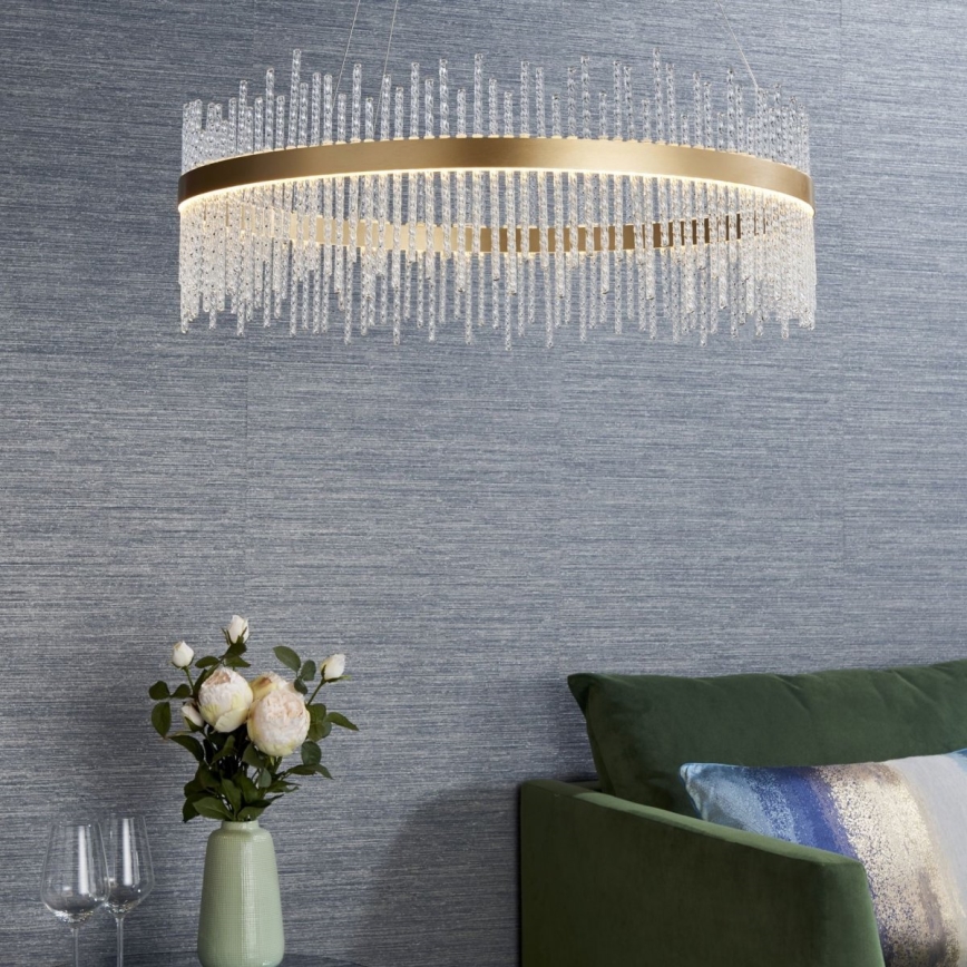 Endon 81908 - LED pendel dæmpbar ADRIEL LED/58W/230V 3000K diameter 70 cm guldfarvet/transparent