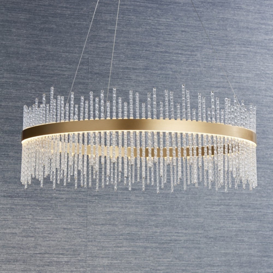 Endon 81908 - LED pendel dæmpbar ADRIEL LED/58W/230V 3000K diameter 70 cm guldfarvet/transparent