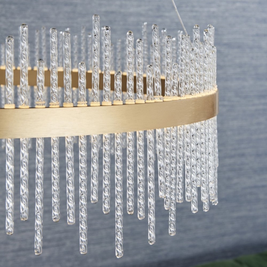 Endon 81908 - LED pendel dæmpbar ADRIEL LED/58W/230V 3000K diameter 70 cm guldfarvet/transparent
