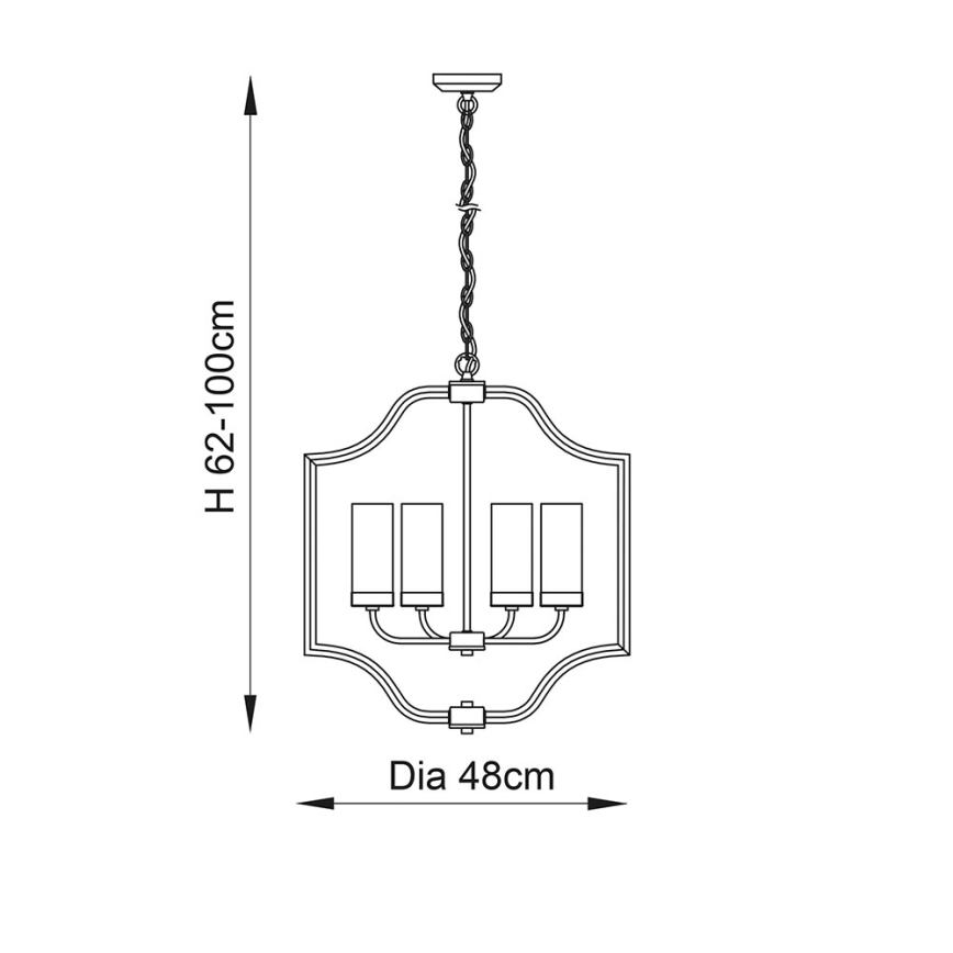 Endon 81914 - Lysekrone på kæde EDREA 4xE14/6W/230V messing