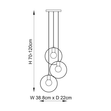 Endon 81922 - Pendel HOOP med wireophæng 3xE27/40W/230V guld/kobber/mat krom