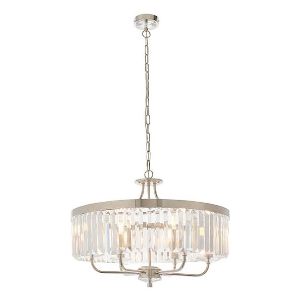 Endon 90263 - Lysekrone med kæde CHESTERFIELD 6xE14/6W/230V Ø 55 cm blank krom