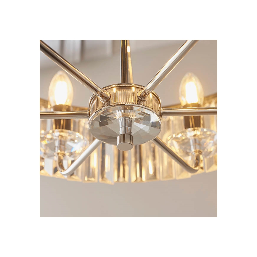 Endon 90263 - Lysekrone med kæde CHESTERFIELD 6xE14/6W/230V Ø 55 cm blank krom