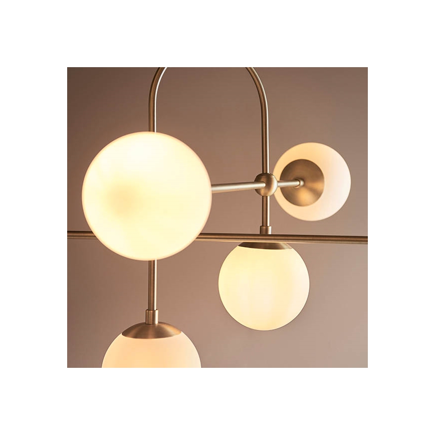 Endon 90842 - Lysekrone på stang 6xE14/7W/230V messing/hvid