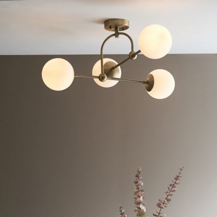 Endon 90843 - Loftmonteret lysekrone ONTARIO 4xE14/7W/230V messing