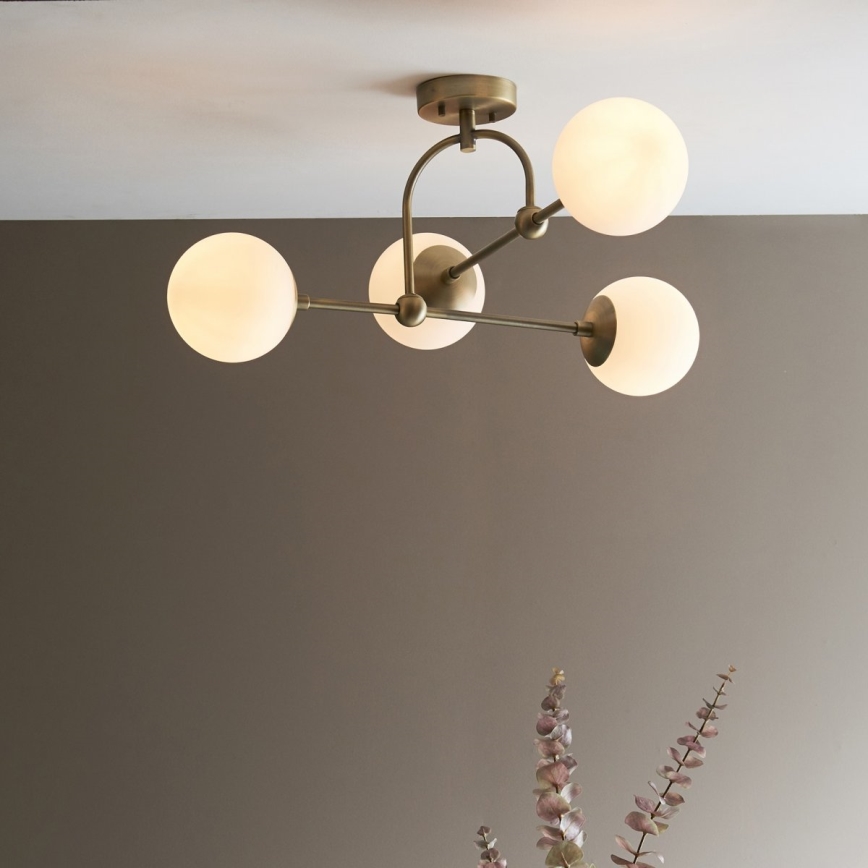 Endon 90843 - Loftmonteret lysekrone ONTARIO 4xE14/7W/230V messing