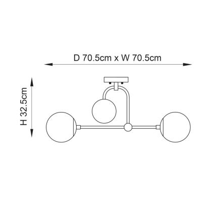 Endon 90843 - Loftmonteret lysekrone ONTARIO 4xE14/7W/230V messing