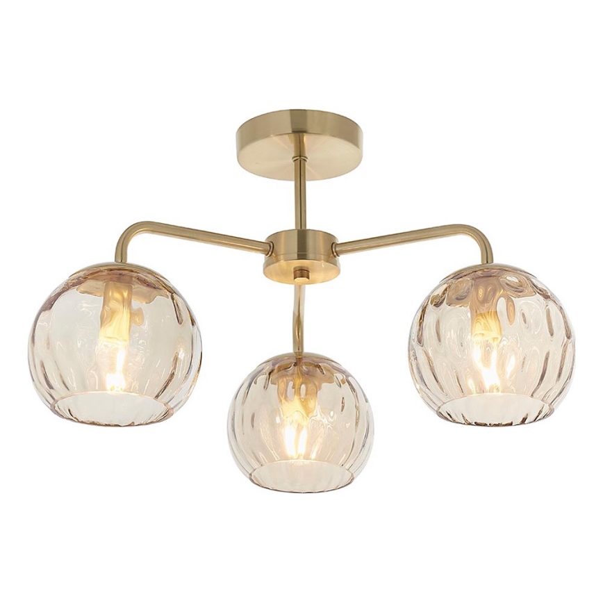 Endon 91968 - Overflademonteret loftlampe DIMPLE 3xE14/25W/230V guldfarvet/røget beige