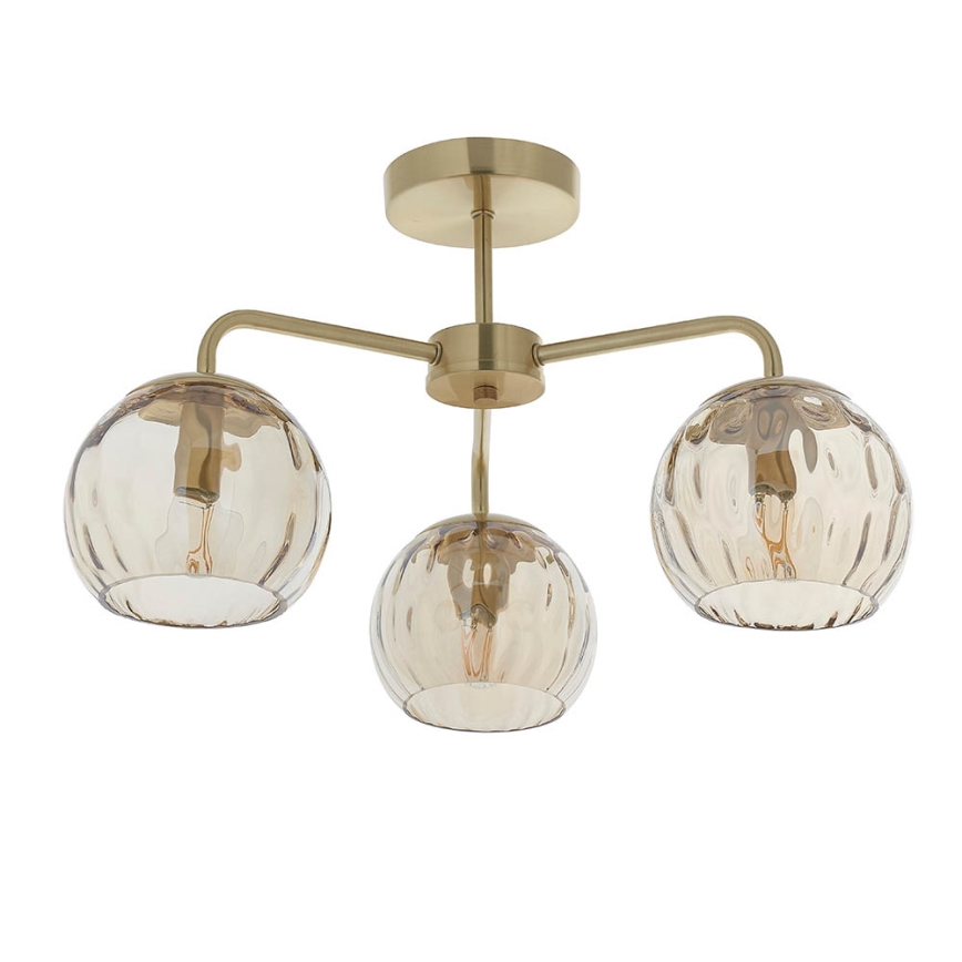 Endon 91968 - Overflademonteret loftlampe DIMPLE 3xE14/25W/230V guldfarvet/røget beige