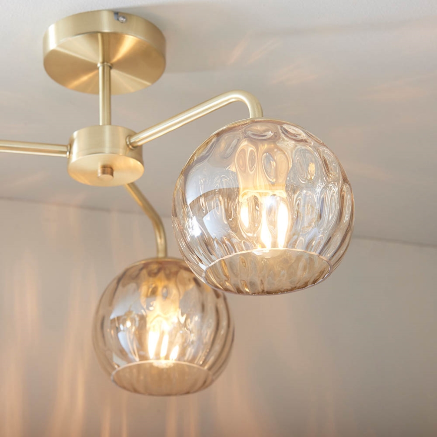 Endon 91968 - Overflademonteret loftlampe DIMPLE 3xE14/25W/230V guldfarvet/røget beige