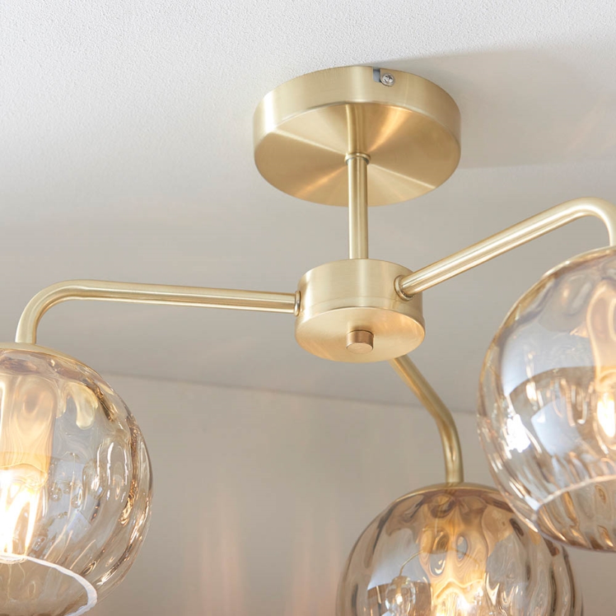Endon 91968 - Overflademonteret loftlampe DIMPLE 3xE14/25W/230V guldfarvet/røget beige