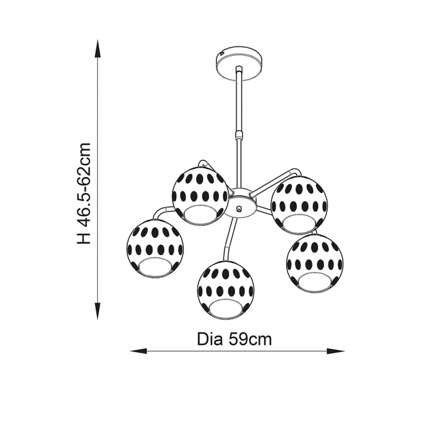 Endon 91969 - DIMPLE lysekrone på stang 5xE14/25W/230V guld