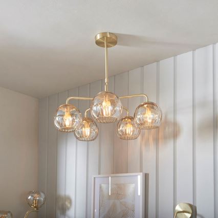 Endon 91969 - Loftlampe på stang DIMPLE 5xE14/7W/230V, guld