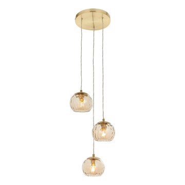 Endon 91971 - Pendel på kabel DIMPLE 3xE14/7W/230V guld/røget beige