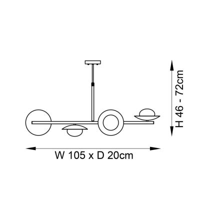 Endon 92036 - RUFFLE pendel med wireophæng 4xG9/3W/230V messing/sort