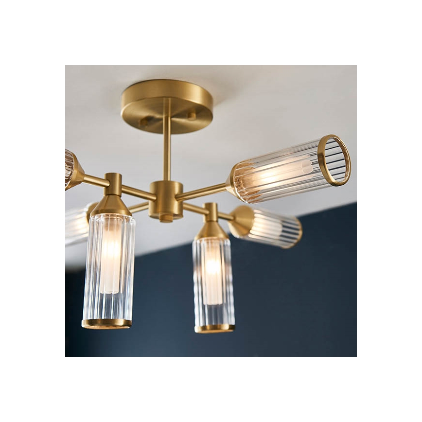 Endon 92213 - Stangmonteret loftlampe 6xG9/3W/230V, messing