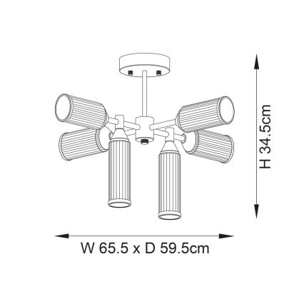 Endon 92213 - Stangmonteret lysekrone TOUR 6xG9/3W/230V messing