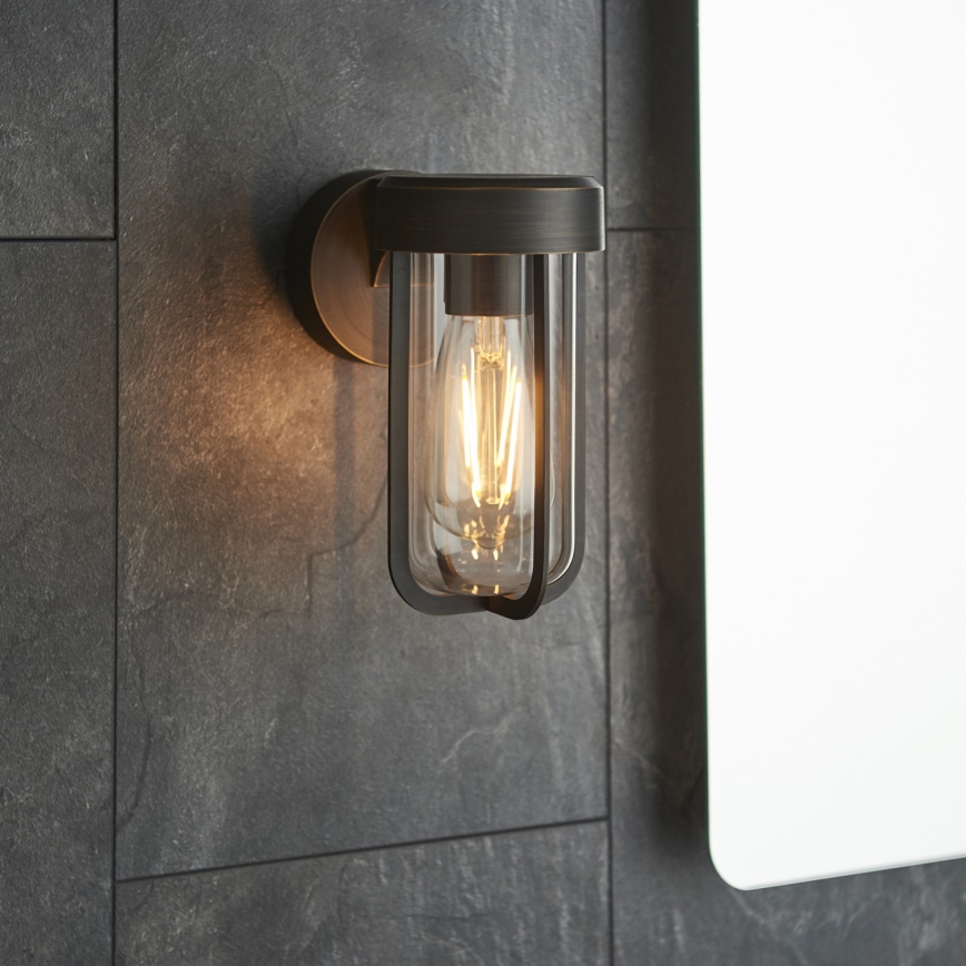 Endon 92857 - Væglampe til badeværelset 1xE27/6W/230V IP44 bronze/sort