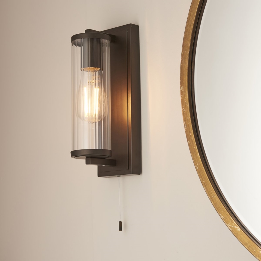 Endon 94077 - Væglampe til badeværelse TAYLOR 1xE27/10W/230V IP44 brun
