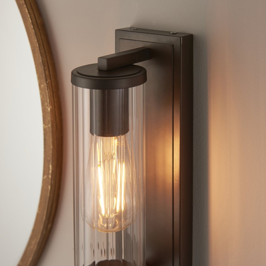 Endon 94077 - Væglampe til badeværelse TAYLOR 1xE27/10W/230V IP44 brun