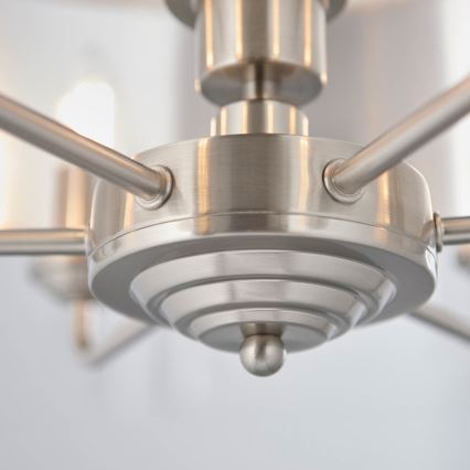 Endon 94357 - Lysekrone med kæde HIGHCLERE 6xE14/40W/230V Ø 55 cm beige/mat krom