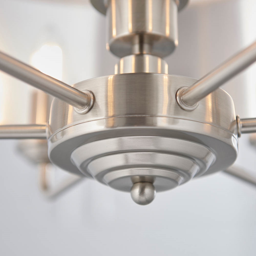 Endon 94357 - Lysekrone med kæde HIGHCLERE 6xE14/40W/230V Ø 55 cm beige/mat krom