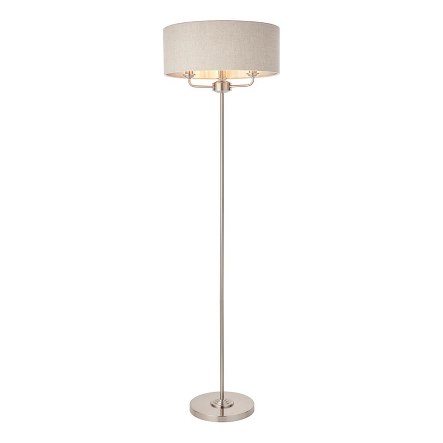 Endon 94359 - Gulvlampe HIGHCLERE 3xE14/40W/230V beige/skinnende krom diameter 47 cm