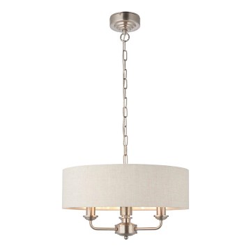 Endon 94361 - Pendel med kædeophæng HIGHCLERE 3xE14/40W/230V beige/mat krom