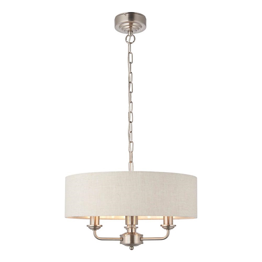 Endon 94361 - Pendel med kædeophæng HIGHCLERE 3xE14/40W/230V beige/mat krom