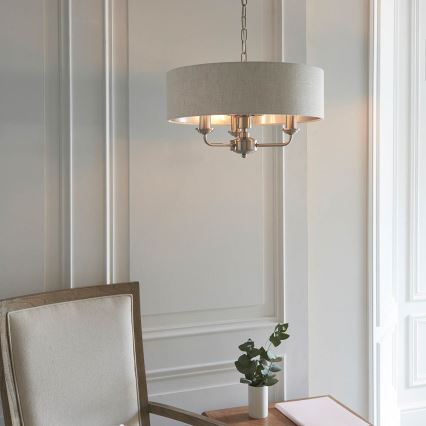Endon 94361 - Pendel med kædeophæng HIGHCLERE 3xE14/40W/230V beige/mat krom