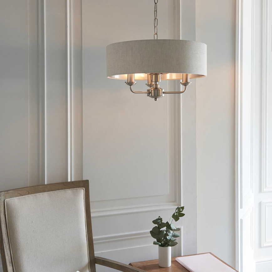Endon 94361 - Pendel med kædeophæng HIGHCLERE 3xE14/40W/230V beige/mat krom