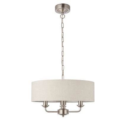 Endon 94361 - Pendel med kædeophæng HIGHCLERE 3xE14/40W/230V beige/mat krom