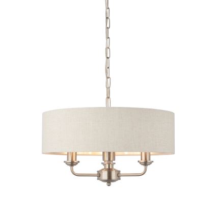 Endon 94361 - Pendel med kædeophæng HIGHCLERE 3xE14/40W/230V beige/mat krom