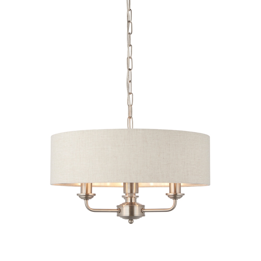 Endon 94361 - Pendel med kædeophæng HIGHCLERE 3xE14/40W/230V beige/mat krom