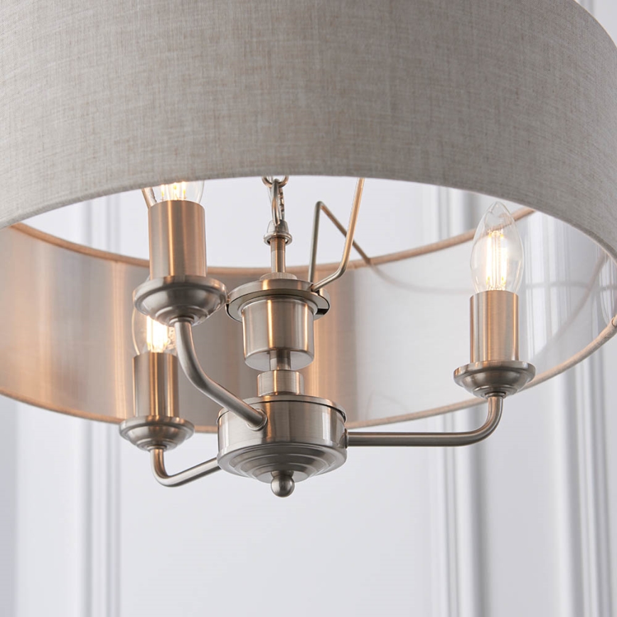 Endon 94361 - Pendel med kædeophæng HIGHCLERE 3xE14/40W/230V beige/mat krom