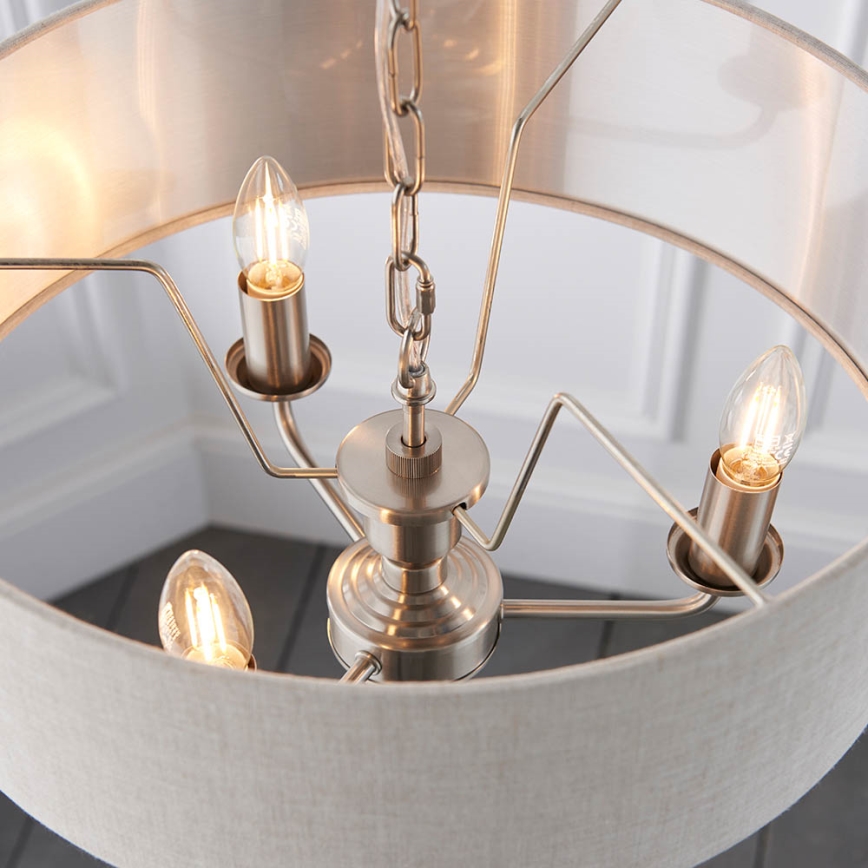 Endon 94361 - Pendel med kædeophæng HIGHCLERE 3xE14/40W/230V beige/mat krom