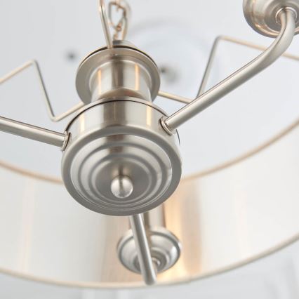 Endon 94361 - Pendel med kædeophæng HIGHCLERE 3xE14/40W/230V beige/mat krom
