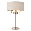 Endon 94369 - Bordlampe HIGHCLERE 3xE14/18W/230V beige/mat krom diameter 32 cm