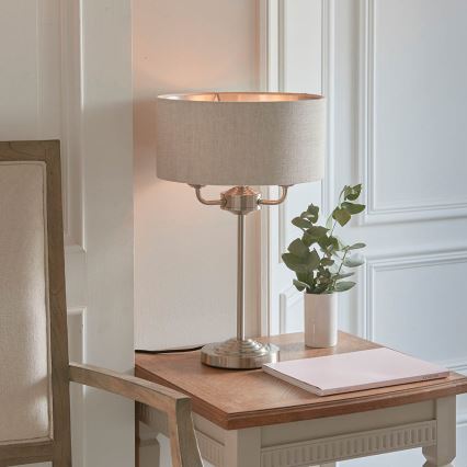 Endon 94369 - Bordlampe HIGHCLERE 3xE14/18W/230V beige/mat krom