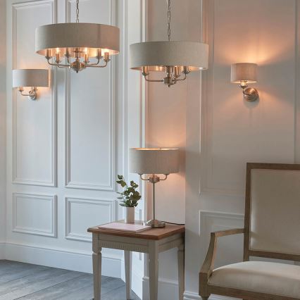 Endon 94369 - Bordlampe HIGHCLERE 3xE14/18W/230V beige/mat krom