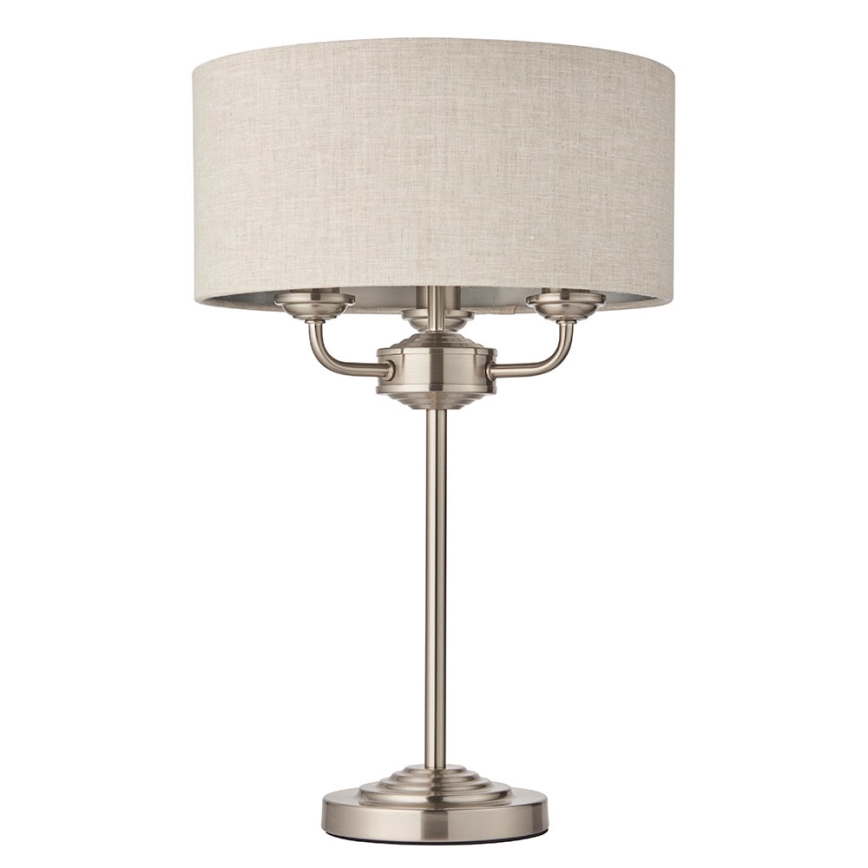 Endon 94369 - Bordlampe HIGHCLERE 3xE14/18W/230V beige/mat krom