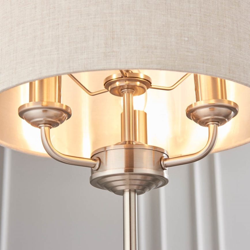 Endon 94369 - Bordlampe HIGHCLERE 3xE14/18W/230V beige/mat krom